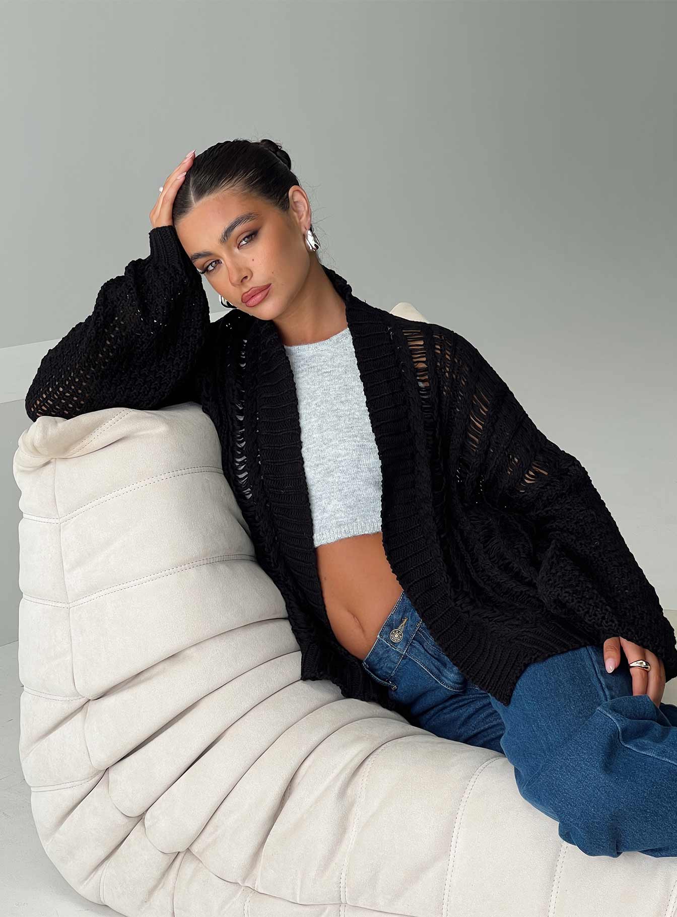 Abner Kablo Hırka Siyah