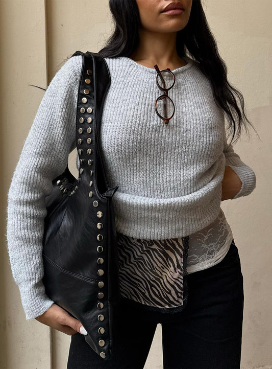 Abrams Kaburga Örgü Mürettebat Kazak Gri Marle