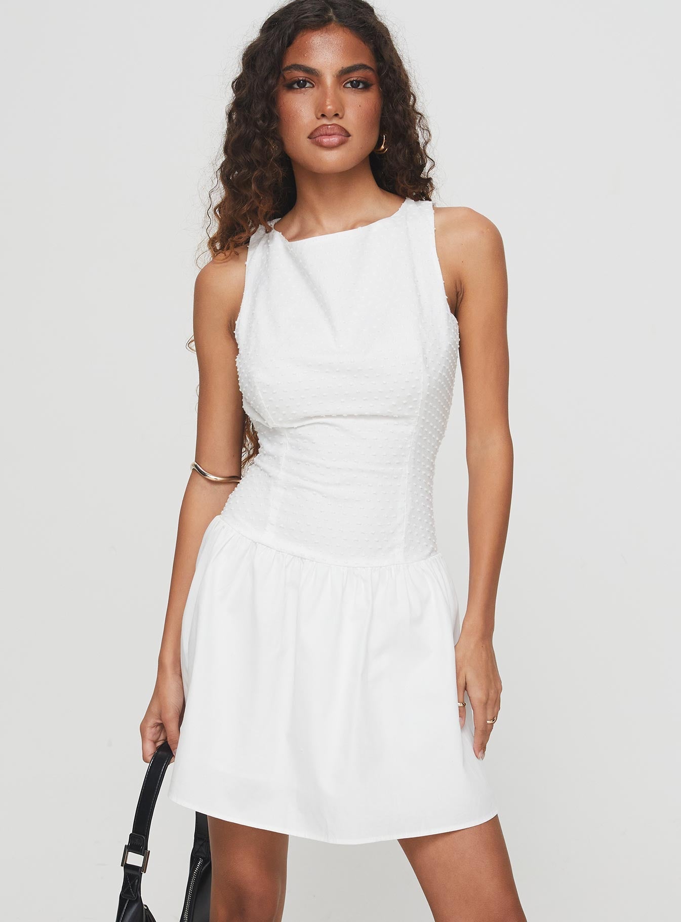 Kare It Mini Elbise Beyaz