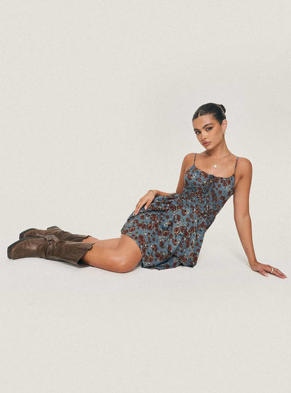 Barrett Mini Elbise Mavi/Çiçekli