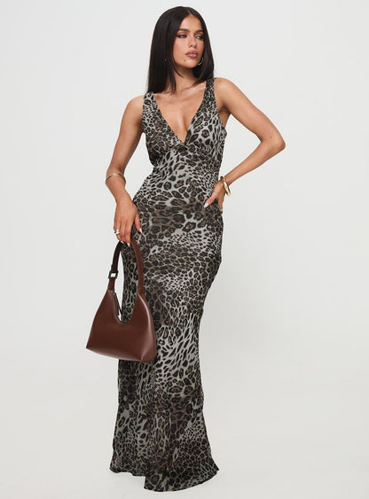Nellie Maxi Elbise Leopar