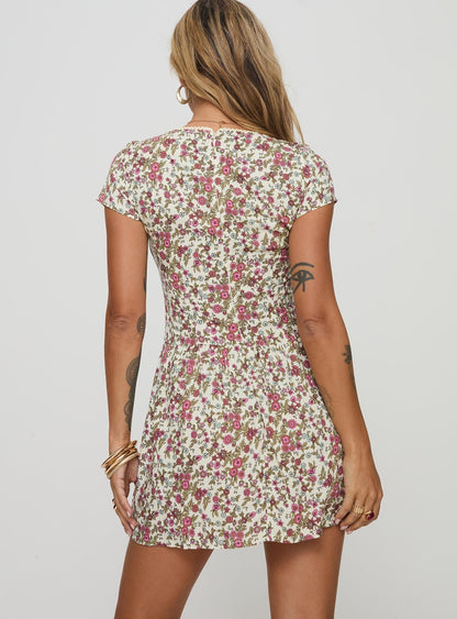 Tipani Mini Elbise Krem