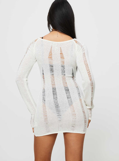 Regie Uzun Kol Mini Elbise Beyaz