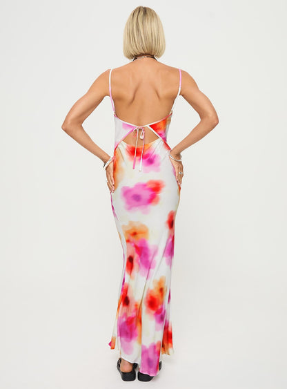 Öğle Yemeği Maxi Elbise Pembe Multi