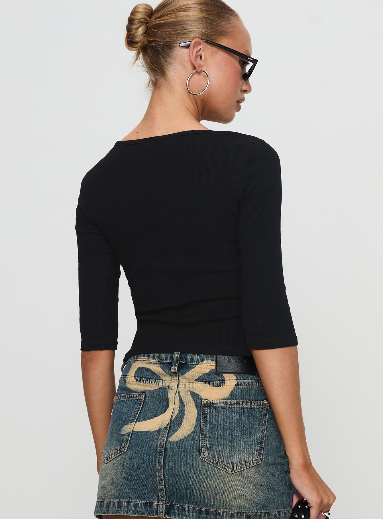 Elaia 3/4 Kol Üst Siyah