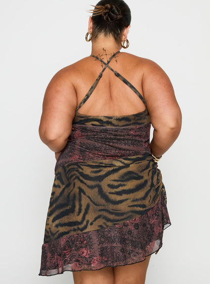 Syrefena Boyundan Bağlamalı Mini Elbise Çok Kavisli