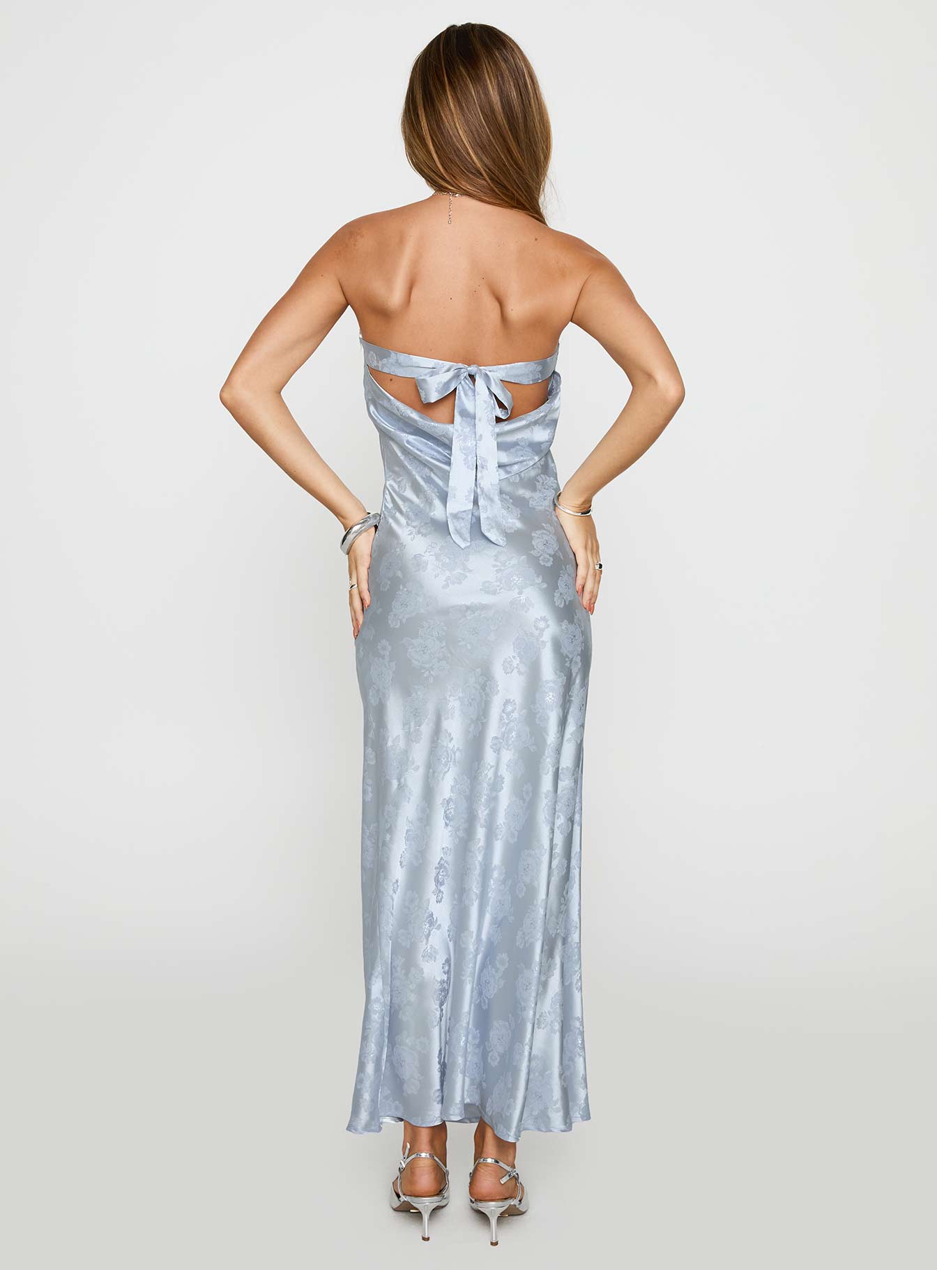 Haley Maxi Elbise Mavi Jakarlı