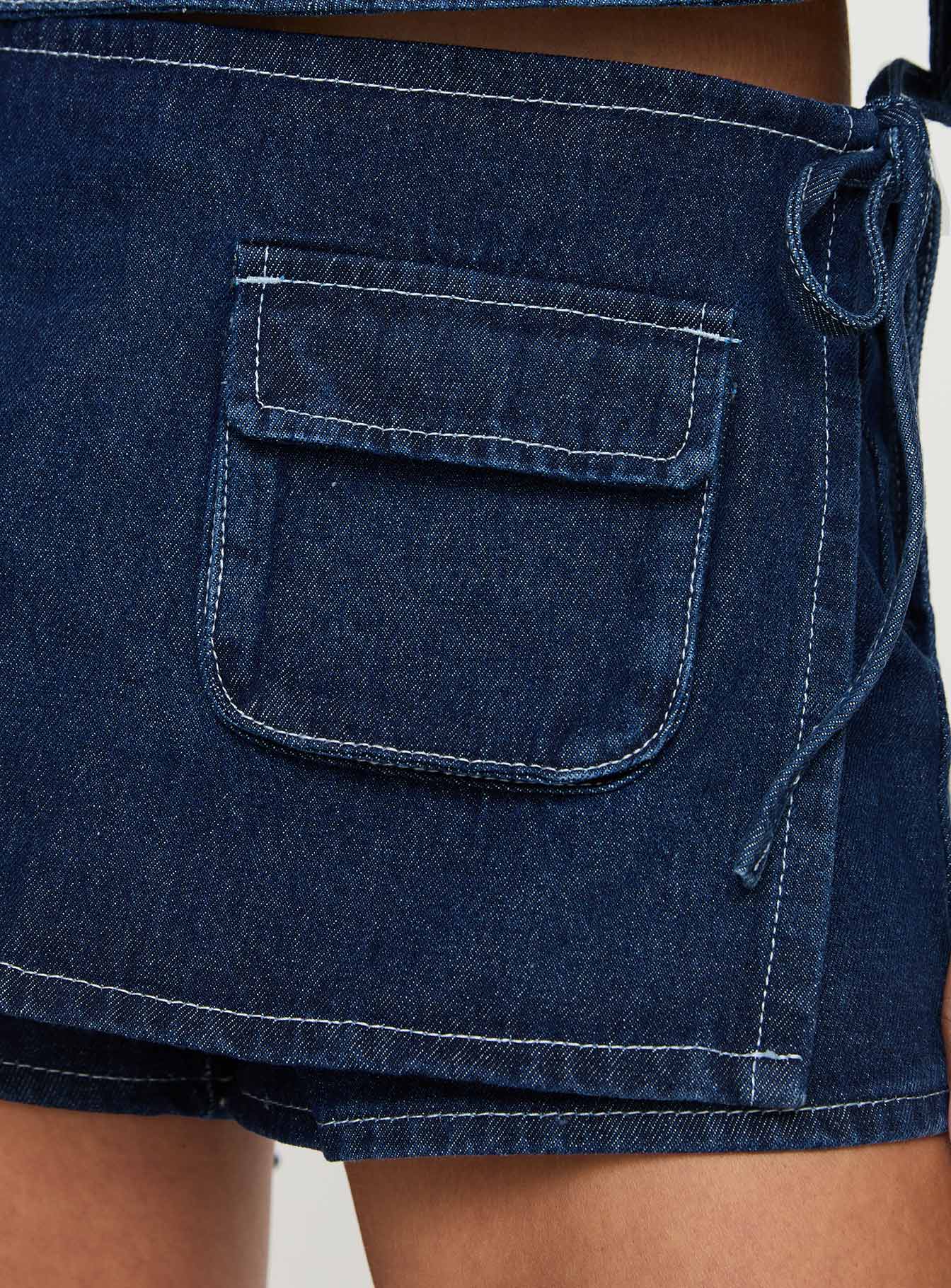 Kırsal Skort Mavi Denim