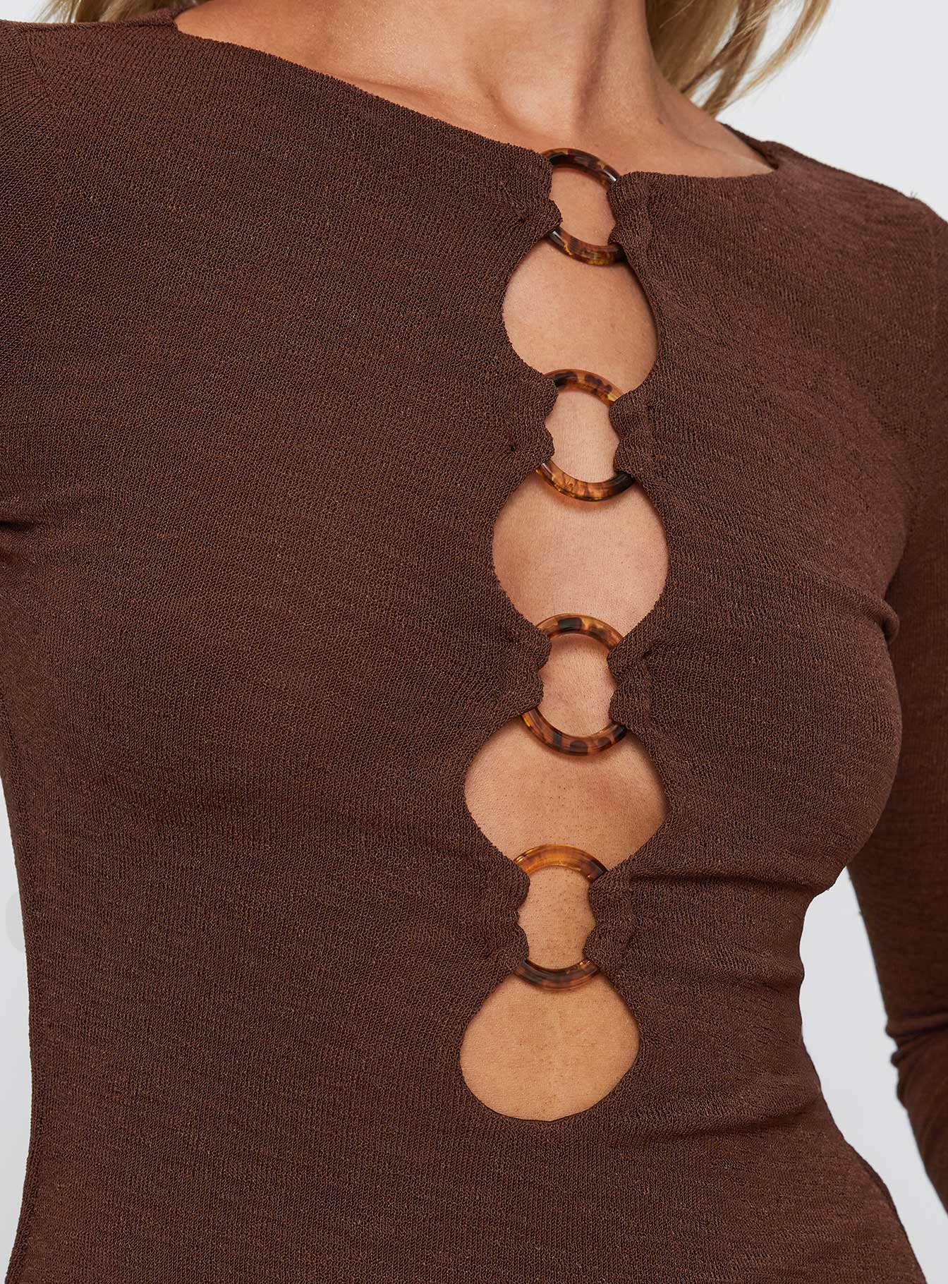 Dejonge Yüzüklü Mini Elbise Kahve