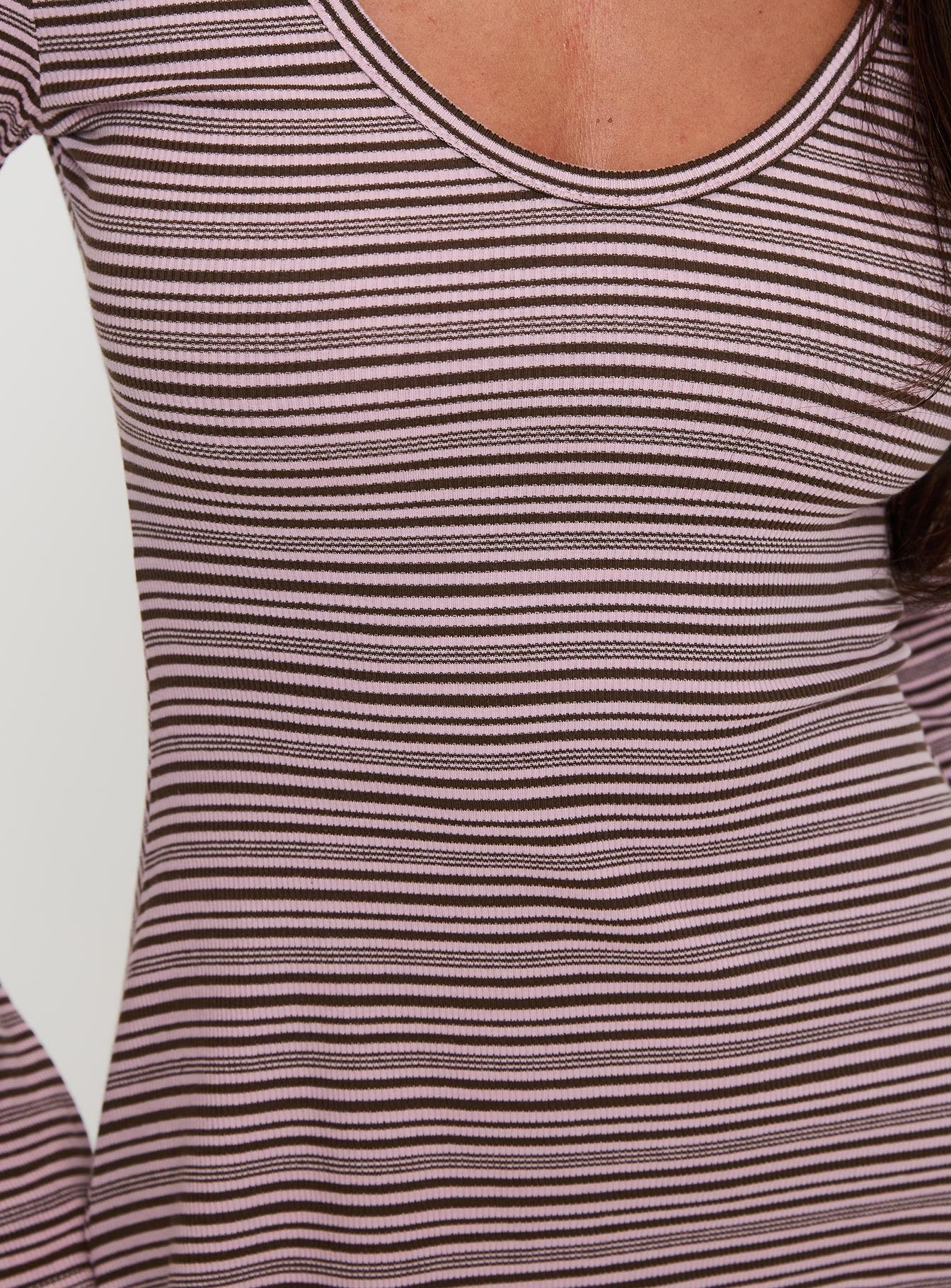 Best Interest Uzun Kollu Mini Elbise Pembe/Kahverengi