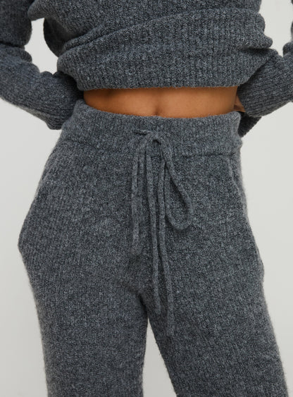 Abrams Kaburga Örgü Pantolon Kömür Marle