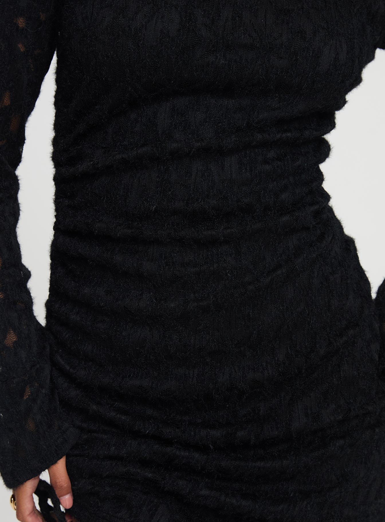 Que Sera Uzun Kollu Mini Elbise Siyah