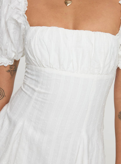 Rabatia Mini Elbise Beyaz