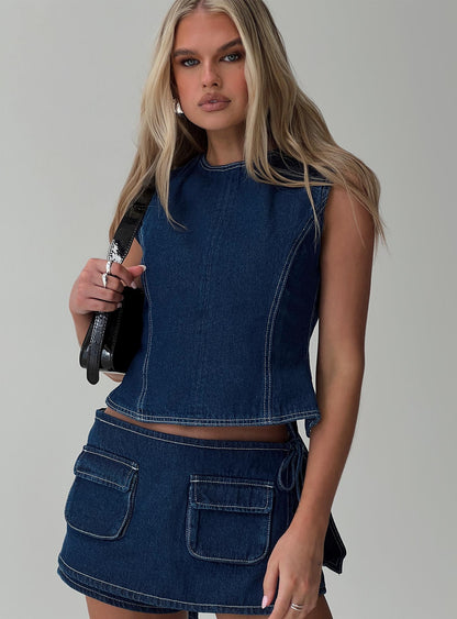 Kırsal Skort Mavi Denim