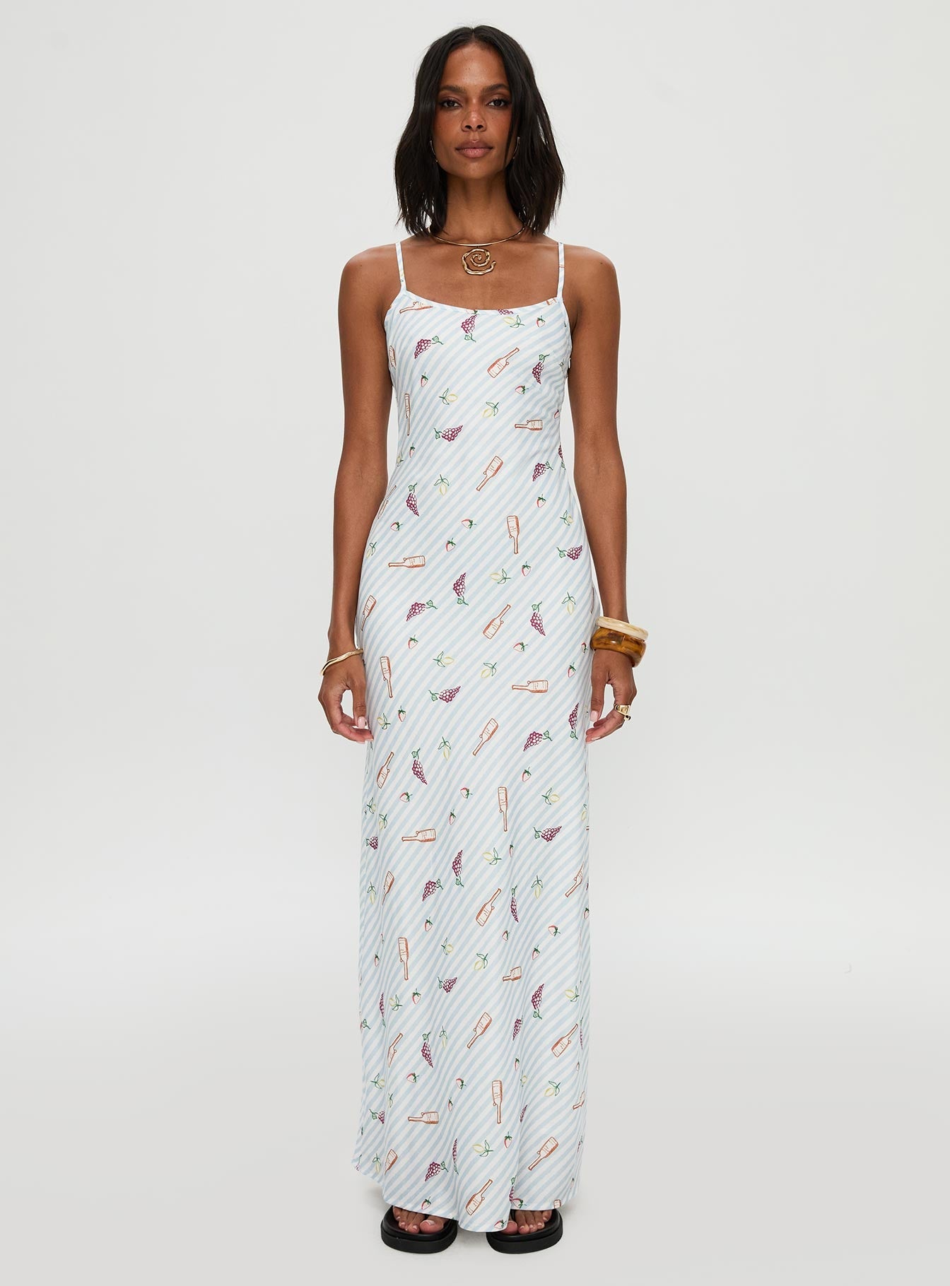 Şarküteri Maxi Elbise Mavi